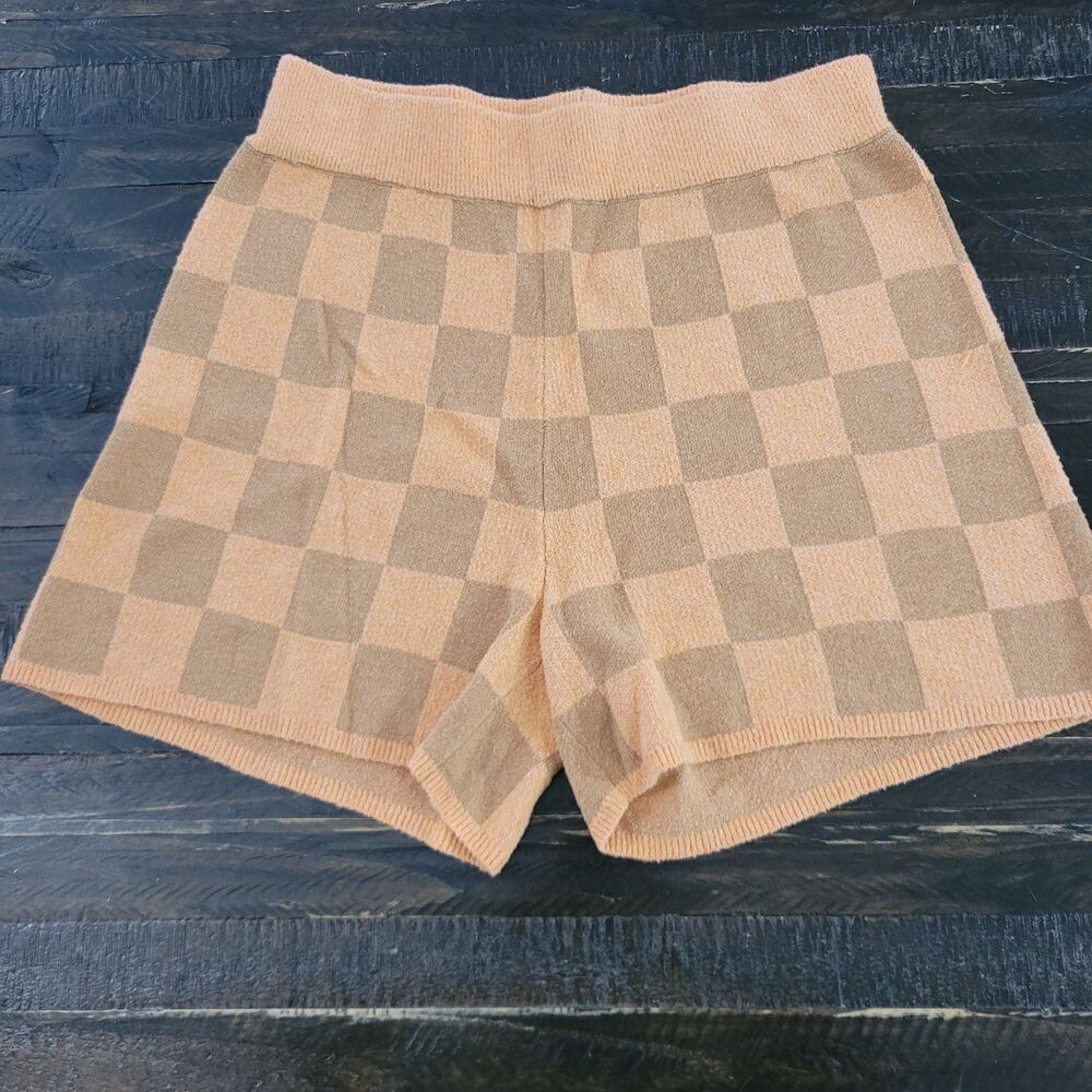 UGG Women's Maliah Sweater Shorts Medium Checkerboard Knit Pattern Lounge